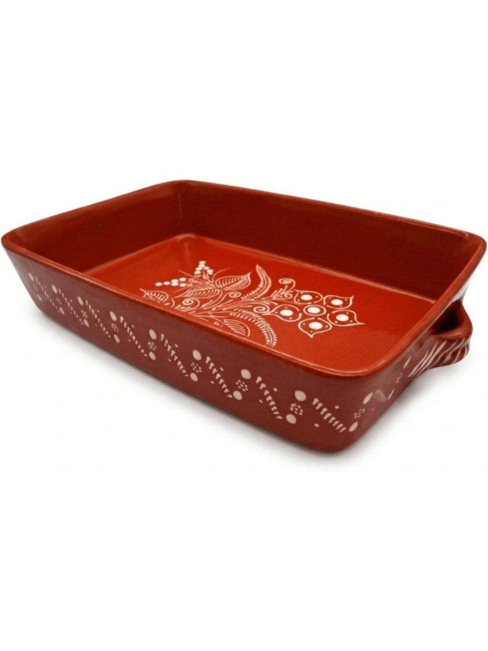 Terracotta Rectangular Clay Baking Pan - Oven Safe Casserole Dish, Handmade in